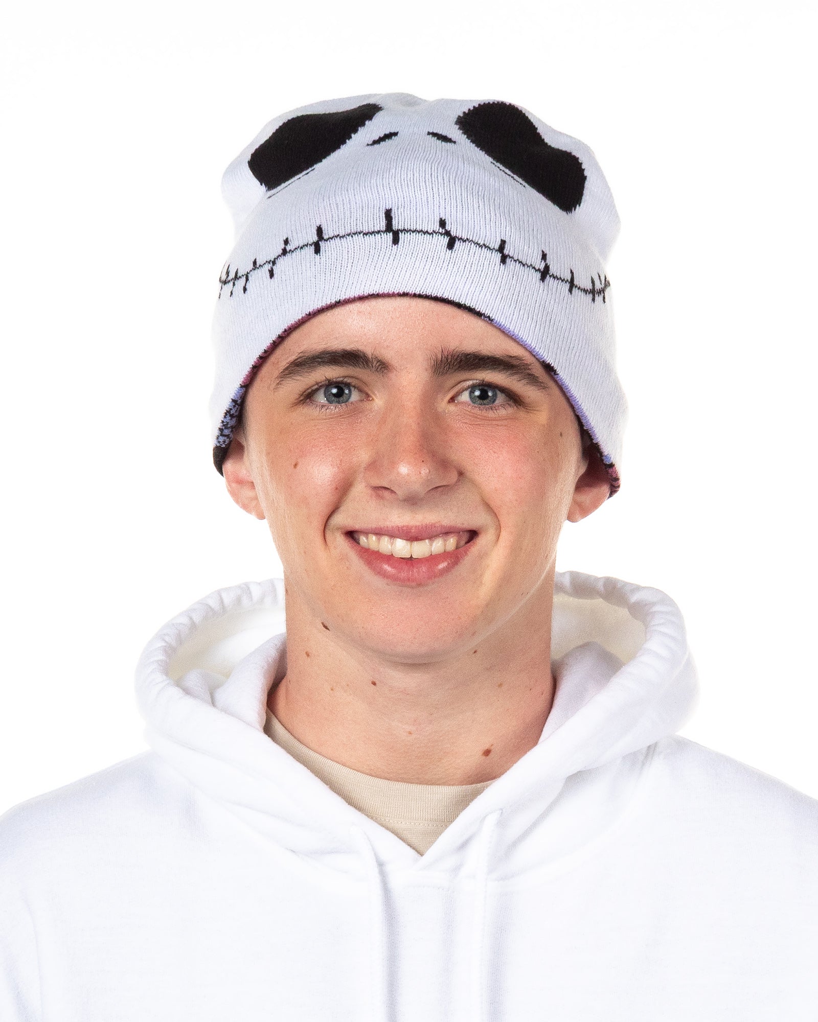 The Nightmare Before Christmas Beanie Jack Face Sally Print Reversible Knit Cap