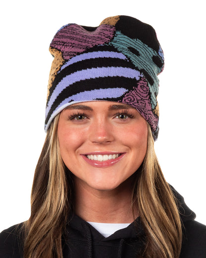 The Nightmare Before Christmas Beanie Jack Face Sally Print Reversible Knit Cap