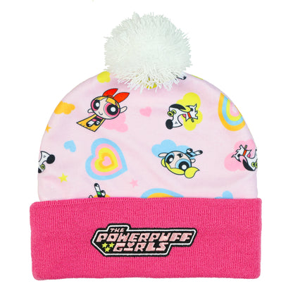 The Powerpuff Girls Beanie Embroidered Women's Cuff Pom Knit Hat