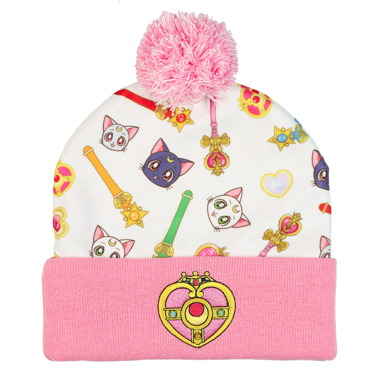 Sailor Moon Crystal Beanie Cosmic Heart Women's Cuff Pom Knit Hat OSFM