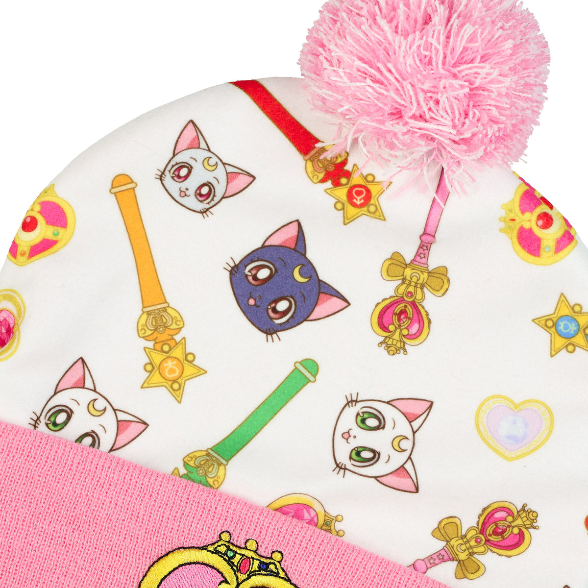 Sailor Moon Crystal Beanie Cosmic Heart Women's Cuff Pom Knit Hat OSFM