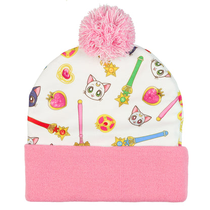 Sailor Moon Crystal Beanie Cosmic Heart Women's Cuff Pom Knit Hat OSFM