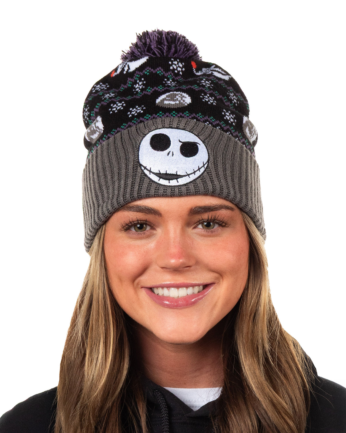Disney The Nightmare Before Christmas Beanie Embroidered Knit Pom Hat Adult OSFM