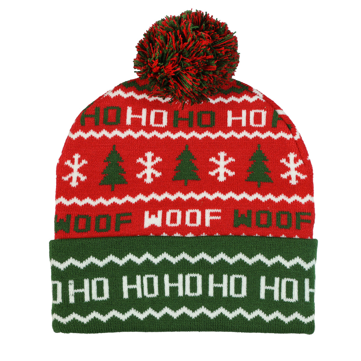 Peanuts Beanie Snoopy and Woodstock Ugly Sweater Cuff Knit Pom Hat Adult, OSFM