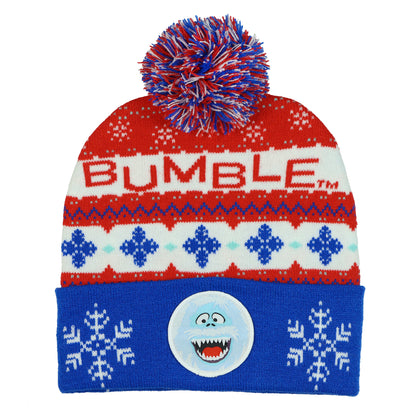 Rudolph the Red-Nosed Reindeer Beanie Bumble Ugly Sweater Knit Hat Adult, OSFM