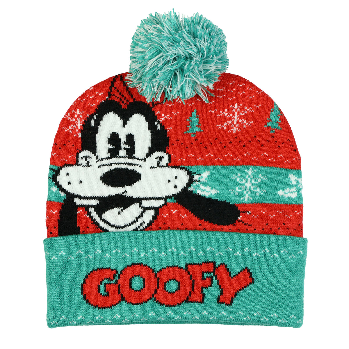 Disney Goofy Beanie Ugly Sweater Cuff Knit Pom Hat Adult, OSFM