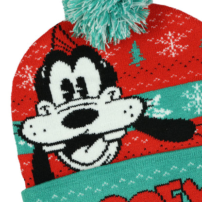 Disney Goofy Beanie Ugly Sweater Cuff Knit Pom Hat Adult, OSFM