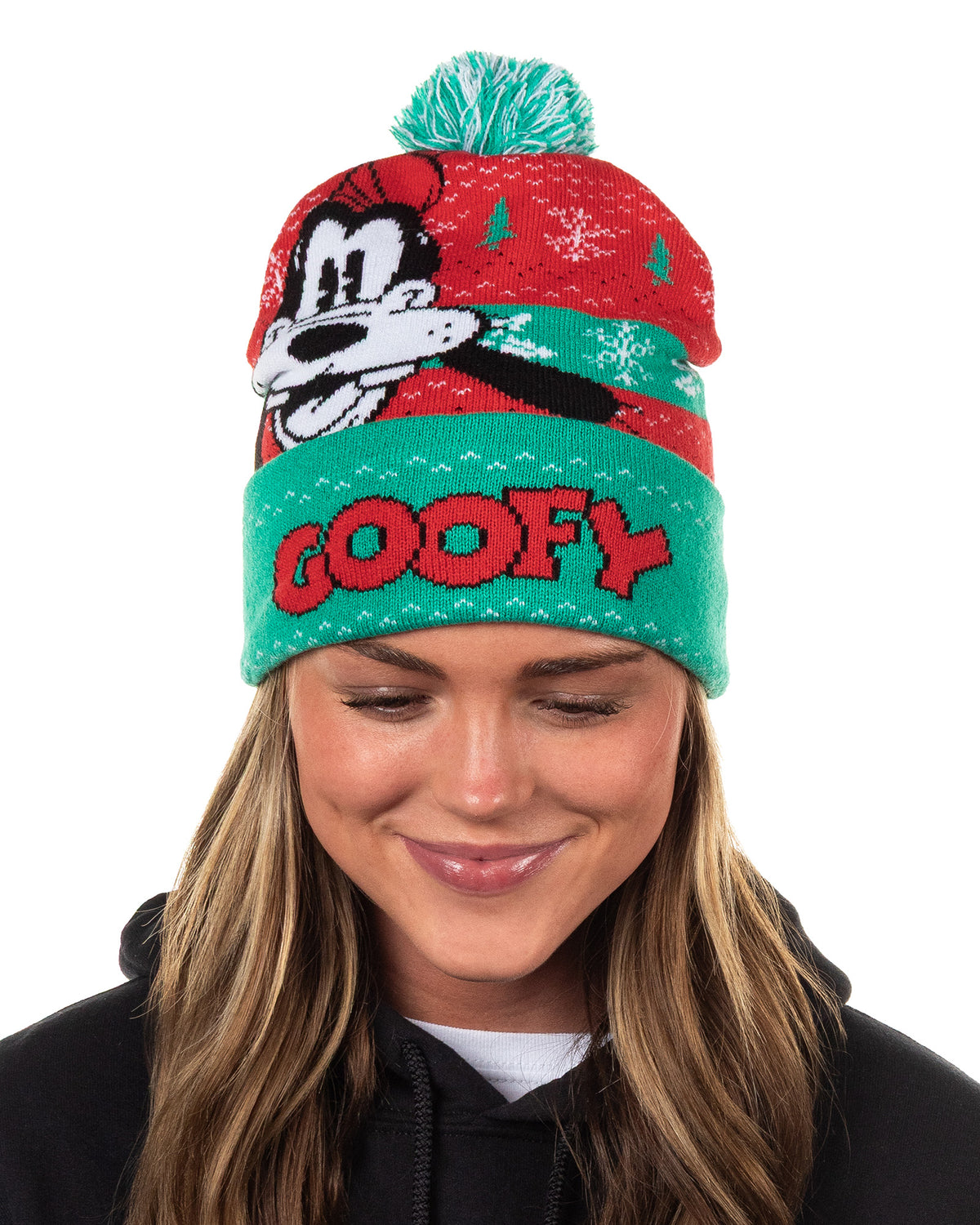 Disney Goofy Beanie Ugly Sweater Cuff Knit Pom Hat Adult, OSFM