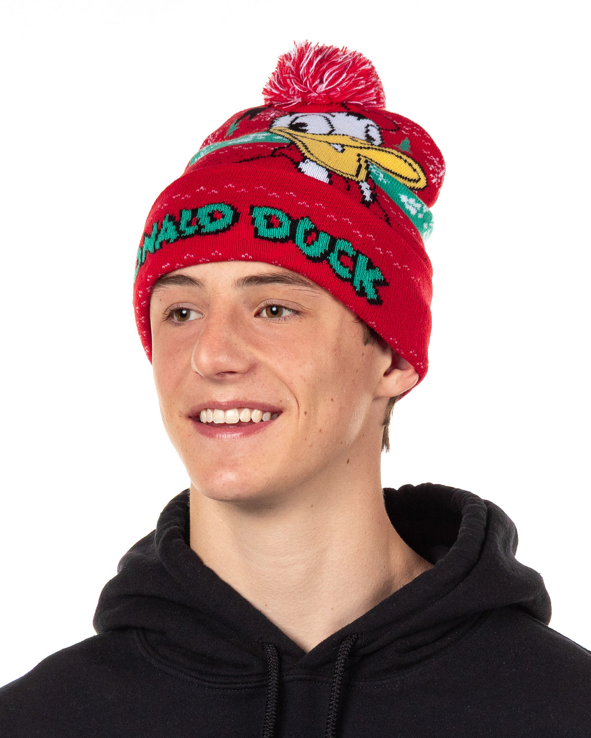 Disney Donald Duck Beanie Ugly Sweater Cuff Knit Pom Hat Adult, OSFM