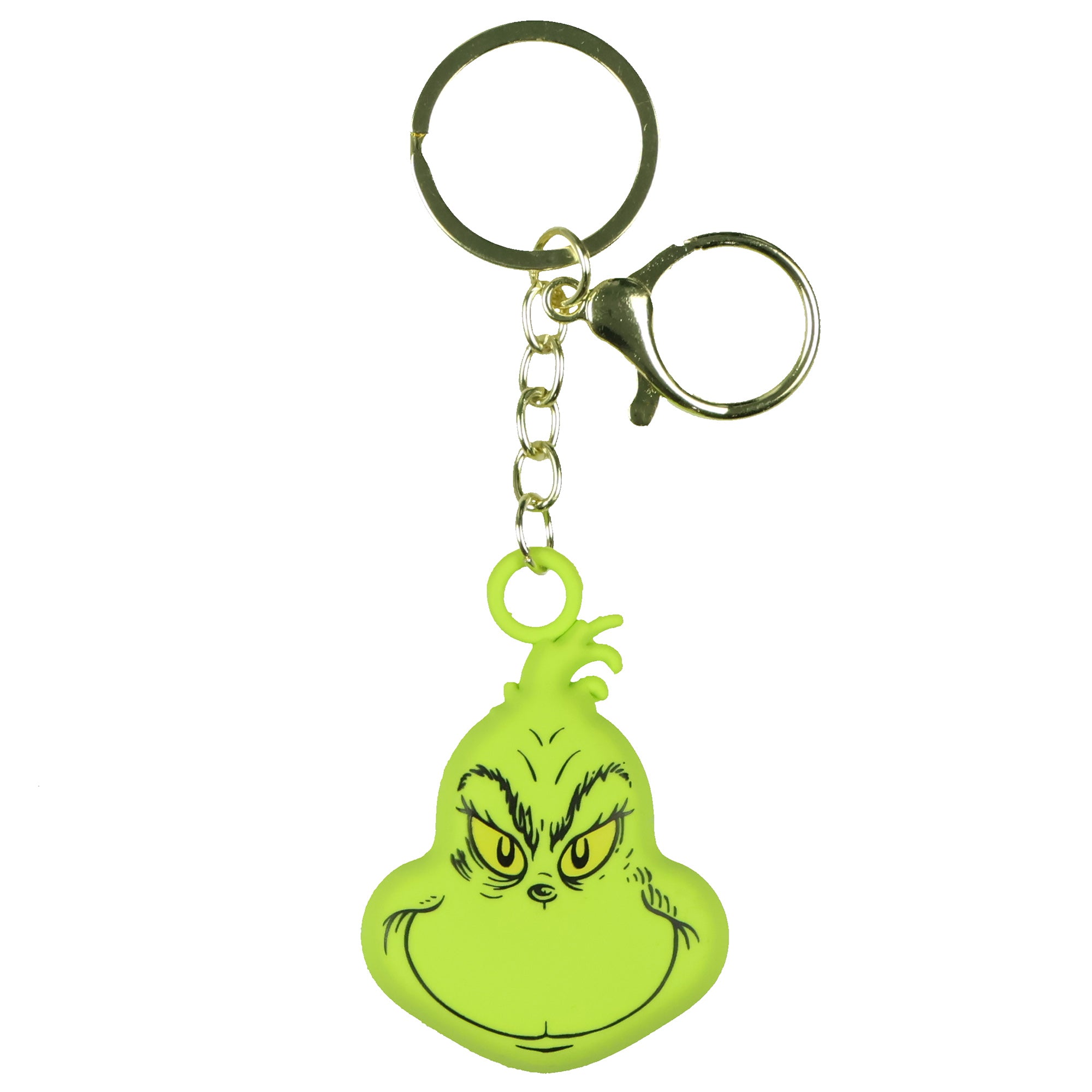 Dr. Seuss The Grinch Keychain, 3D Rubber Character Charm Key Ring