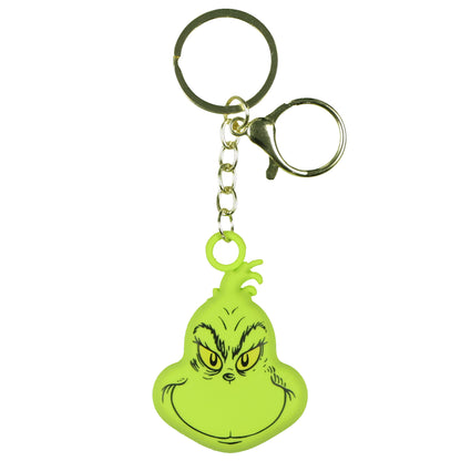 Dr. Seuss The Grinch Keychain, 3D Rubber Character Charm Key Ring