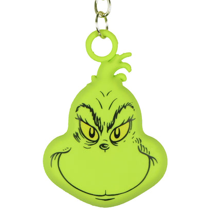 Dr. Seuss The Grinch Keychain, 3D Rubber Character Charm Key Ring