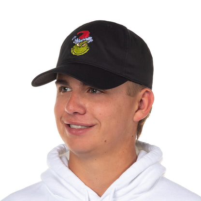 Dr. Seuss The Grinch Baseball Hat Adult Embroidered Patch Adjustable Cap, OSFM