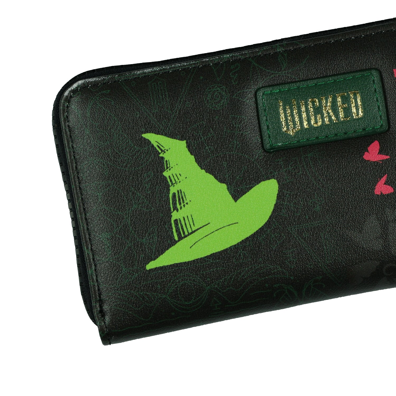 Wicked Wallet Glinda and Elphaba Inspired Design Faux Leather Zip Around Clutch