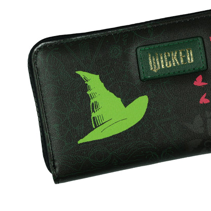Wicked Wallet Glinda and Elphaba Inspired Design Faux Leather Zip Around Clutch