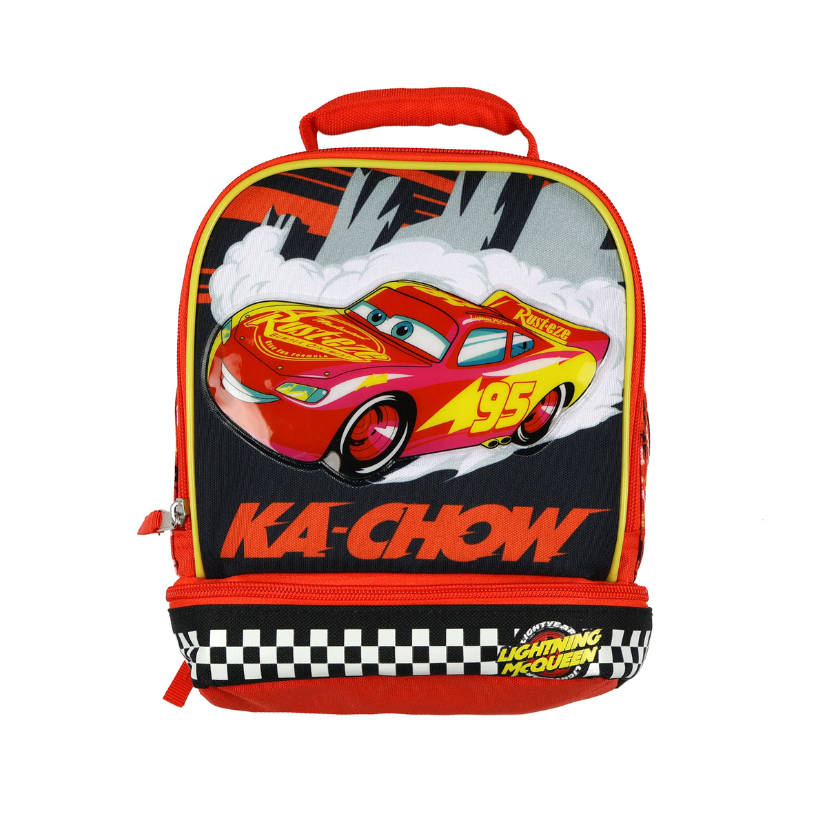 Disney Cars Lunch Box Lightning McQueen "KA-CHOW" 9" Dual Compartment Insulated Bag
