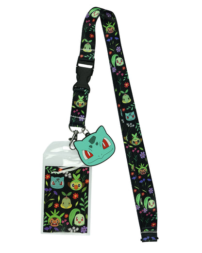 Pokemon Lanyard Grass Type Character Floral Design Clear ID Badge Holder Keychain