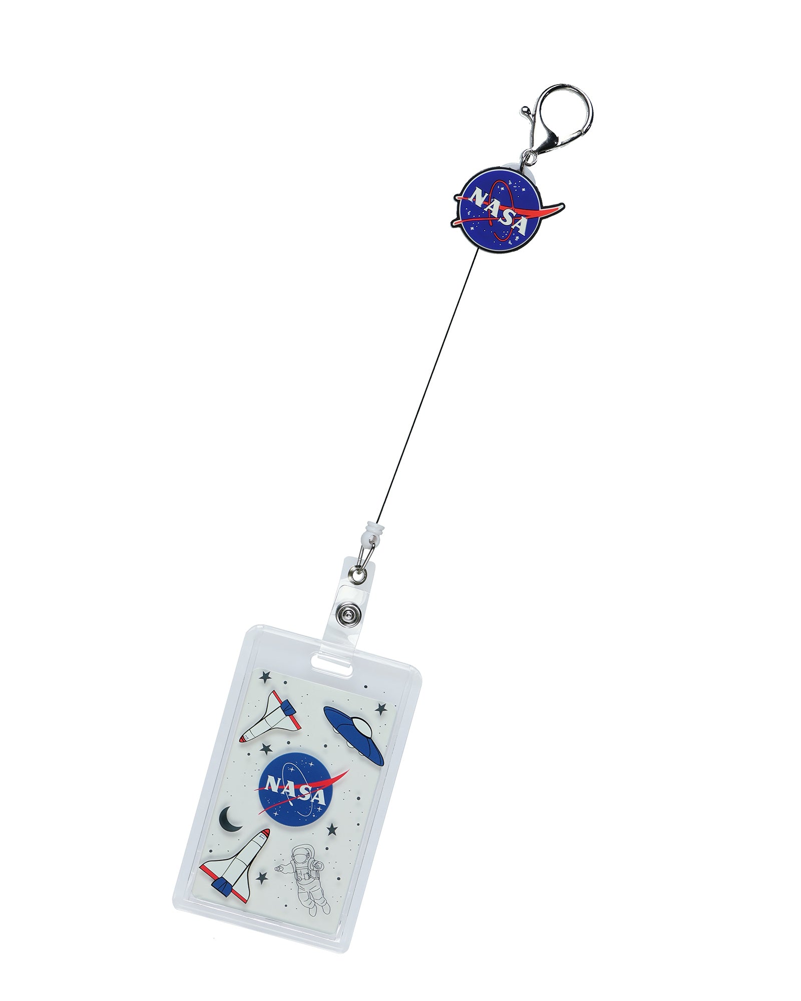 NASA Retractable Clear ID Holder Badge Reel Lanyard Space Design