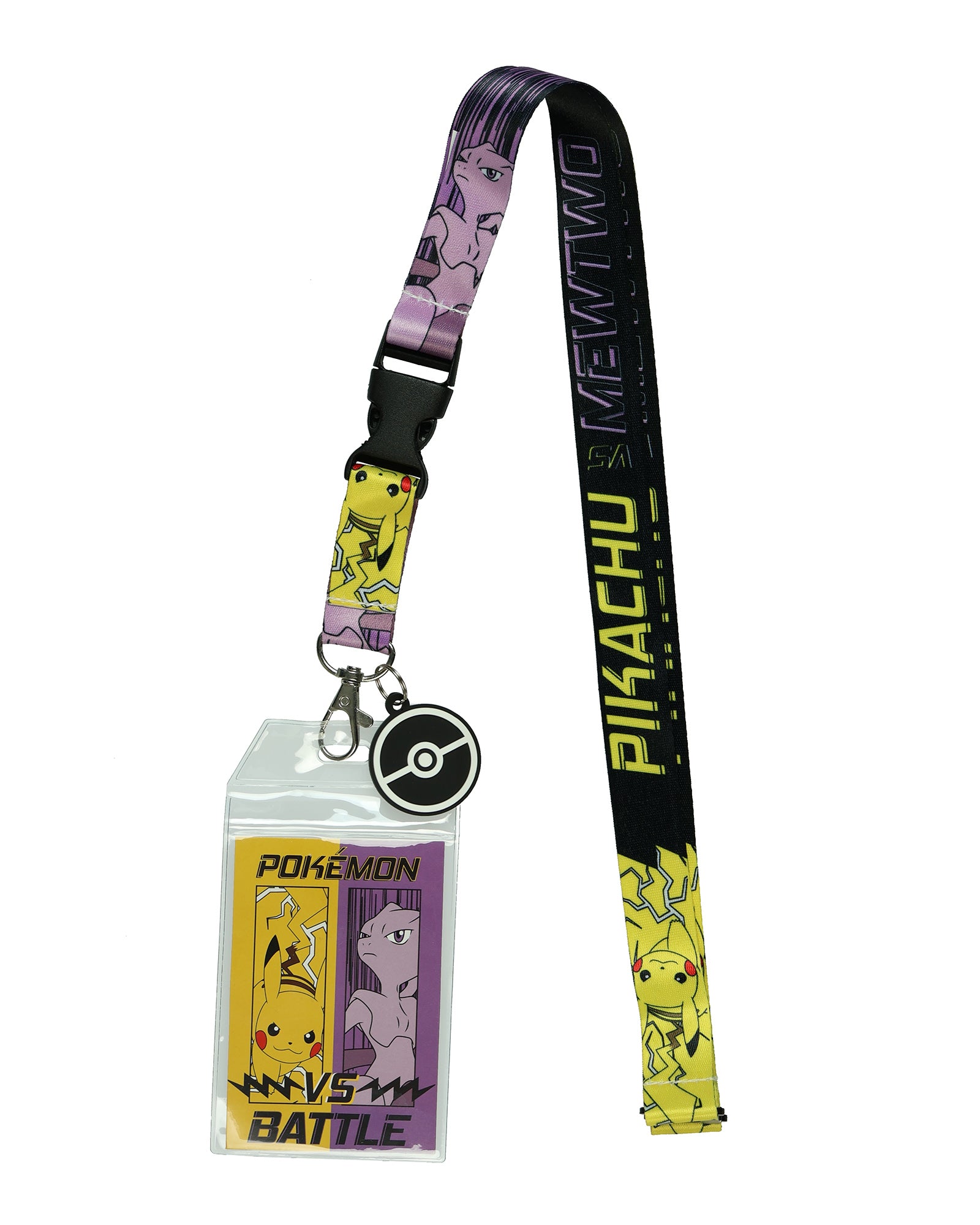 Pokémon Lanyard Pikachu vs Mewtwo Battle Design ID Badge Holder Keychain