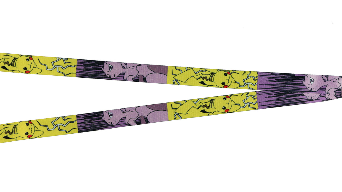 Pokémon Lanyard Pikachu vs Mewtwo Battle Design ID Badge Holder Keychain