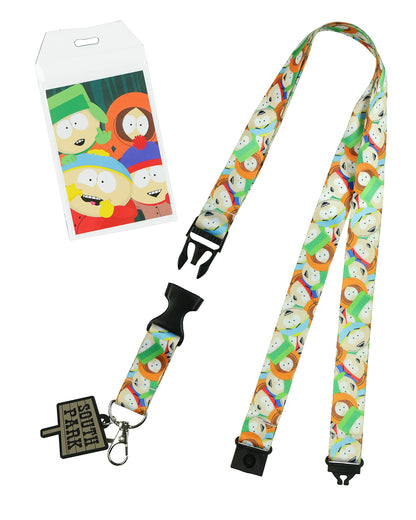South Park Lanyard Kyle Kenny Eric Stan Badge ID Holder With 1.5" Rubber Charm