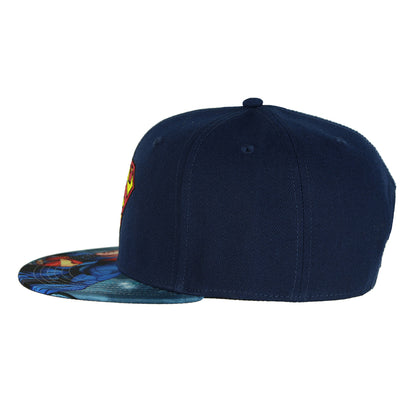 DC Comics Superman Hat Men's Embroidered Logo Flat Brim Snapback Cap OSFM