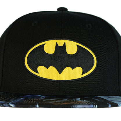 DC Comics Batman Hat Men's Embroidered Logo Flat Brim Snapback Cap OSFM