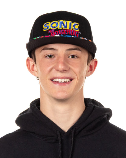 Sonic The Hedgehog Snapback Hat Character Design Flat Brim Embroidered Cap OSFM