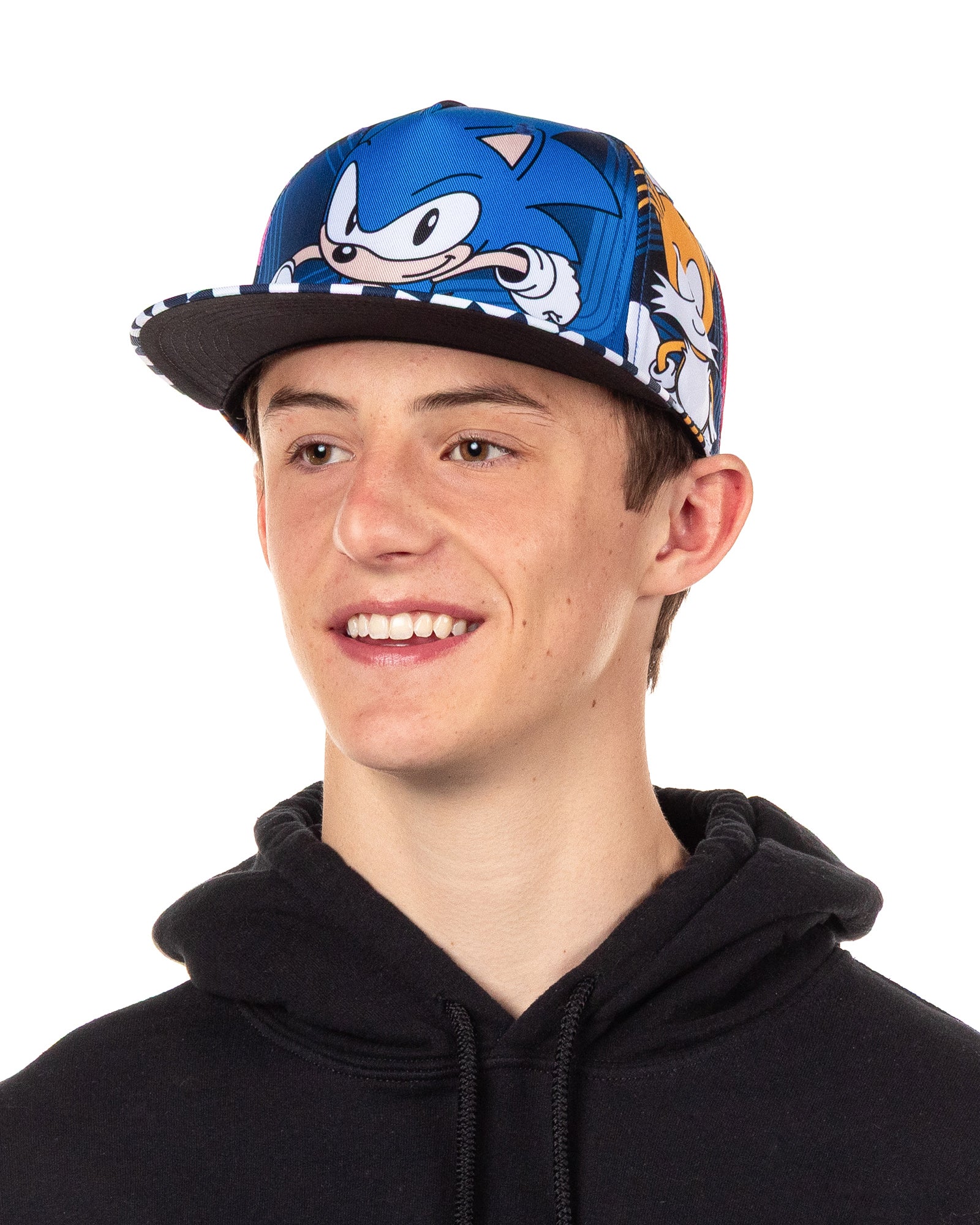 Sonic The Hedgehog Hat Men's Amy Tails Knuckles Flat Brim Snapback Cap OSFM