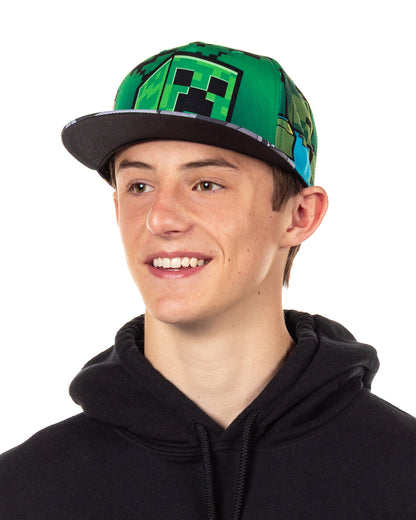 Minecraft Hat Men's Steve Alex Creeper Skeleton Zombie Enderman Snapback Cap OSFM