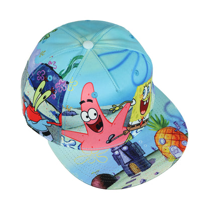 SpongeBob SquarePants Hat Men's Bikini Bottom Flat Brim Snapback Cap OSFM