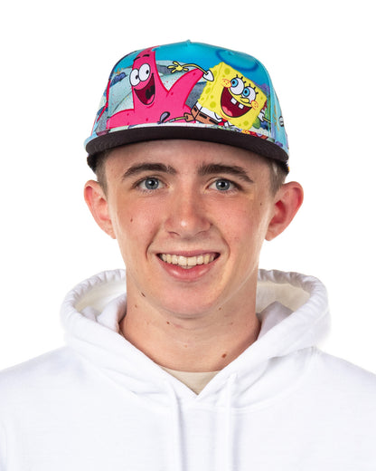 SpongeBob SquarePants Hat Men's Bikini Bottom Flat Brim Snapback Cap OSFM
