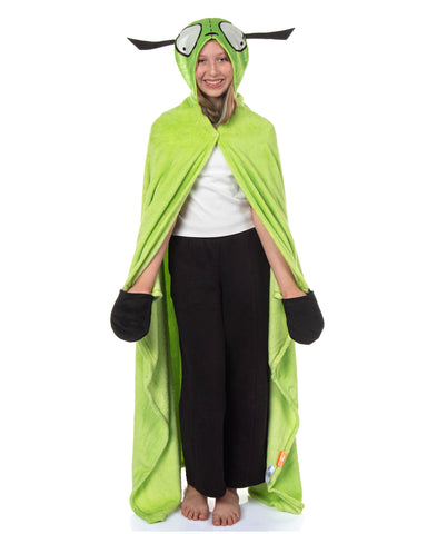 Invader Zim Silk Touch Hooded Blanket with Attached Hood and Pockets 50" X 60"