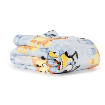 Bluey Busy Puppies Silk Touch Throw Blanket and Character Hugger Pillow Set