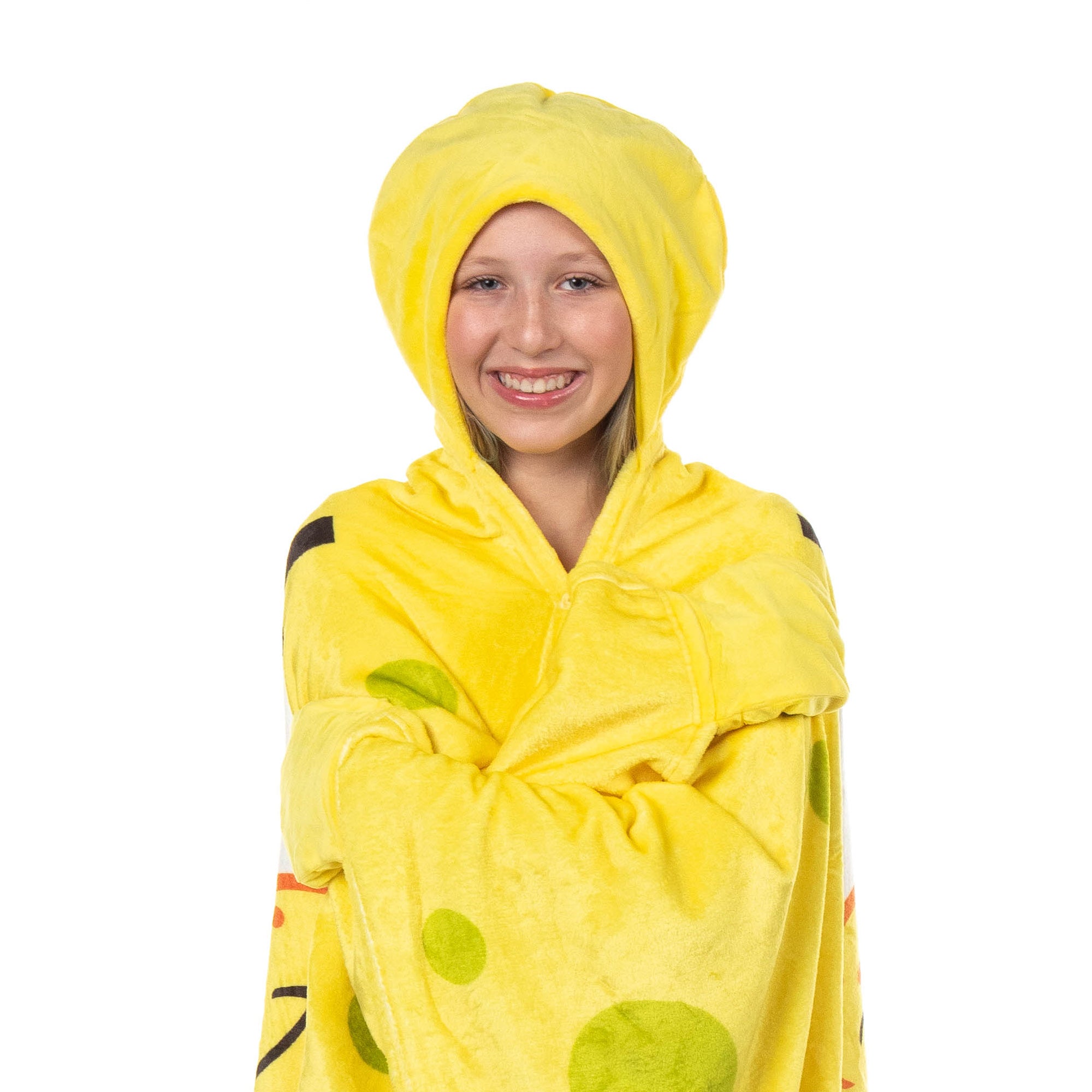 SpongeBob SquarePants Hooded Blanket with Attached Hood and Pockets 50" X 60"