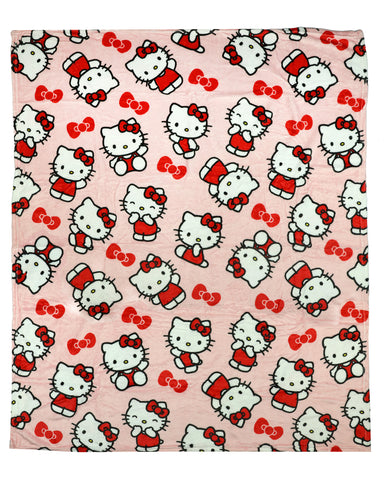Hello Kitty Bow Surprise Character Hugger Pillow and Fleece Throw Blanket Set