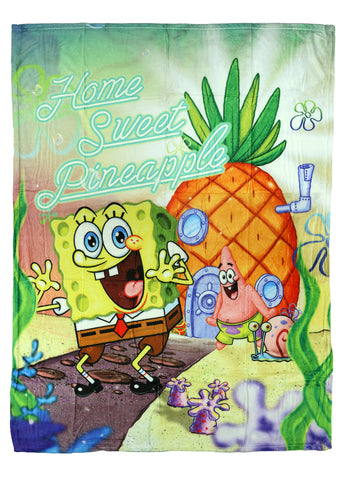 SpongeBob Squarepants Blanket Home Sweet Pineapple Silk Touch Throw 46" X 60"