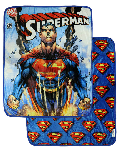 DC Comics Superman Blanket Double Sided Silk Touch Throw 50" X 60"