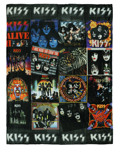 KISS Blanket Album Covers Allover Design Silk Touch Lightweight Throw 46" X 60"