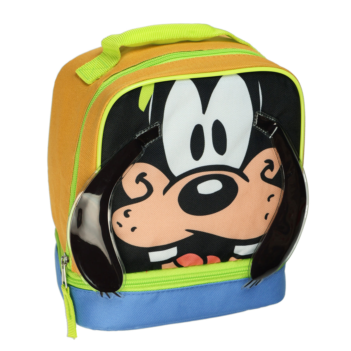 Disney Goofy Lunch Box Character 3D Ears 9" Insulated Dual Compartment Tote
