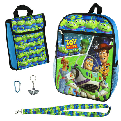 Disney Toy Story Backpack 16" Buzz Woody and Friends 5 Piece Detachable Lunch Box