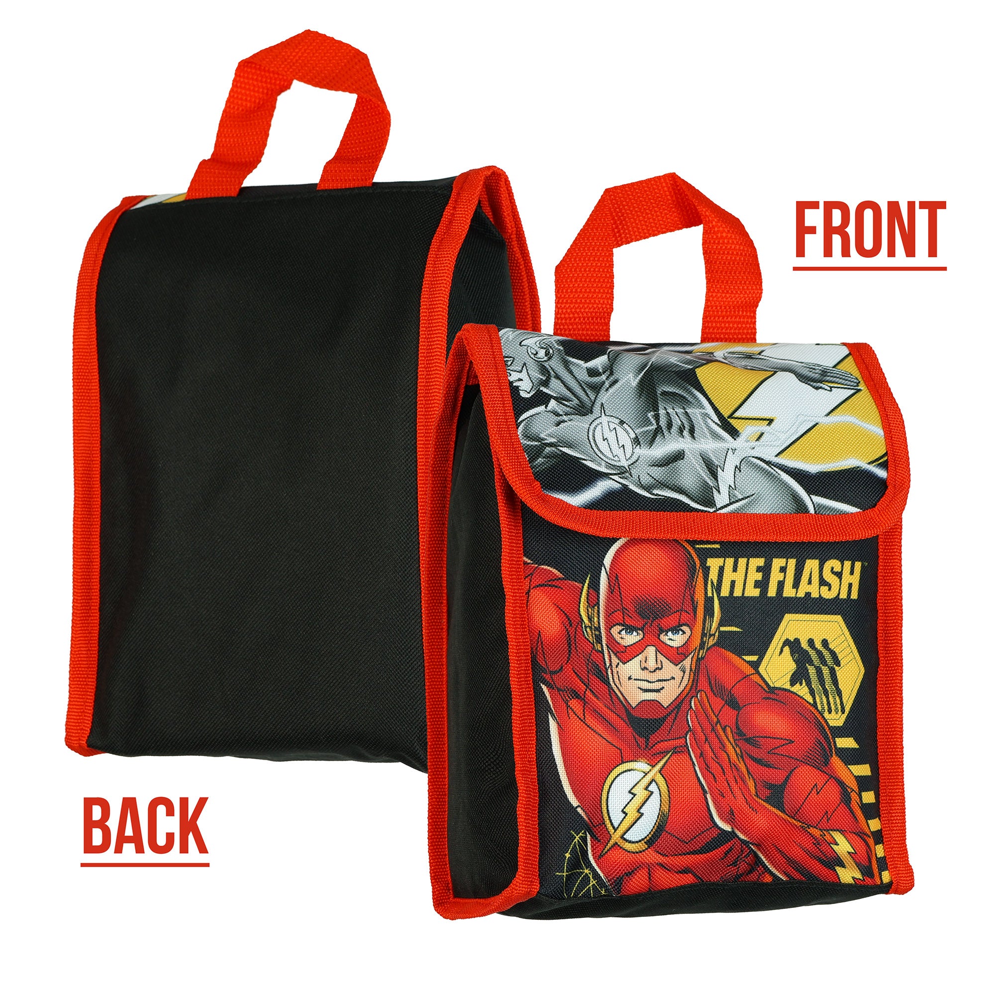 DC Comics The Flash Backpack 16" 5 Piece Set Book Bag with Lunch Box