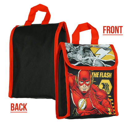 DC Comics The Flash Backpack 16" 5 Piece Set Book Bag with Lunch Box