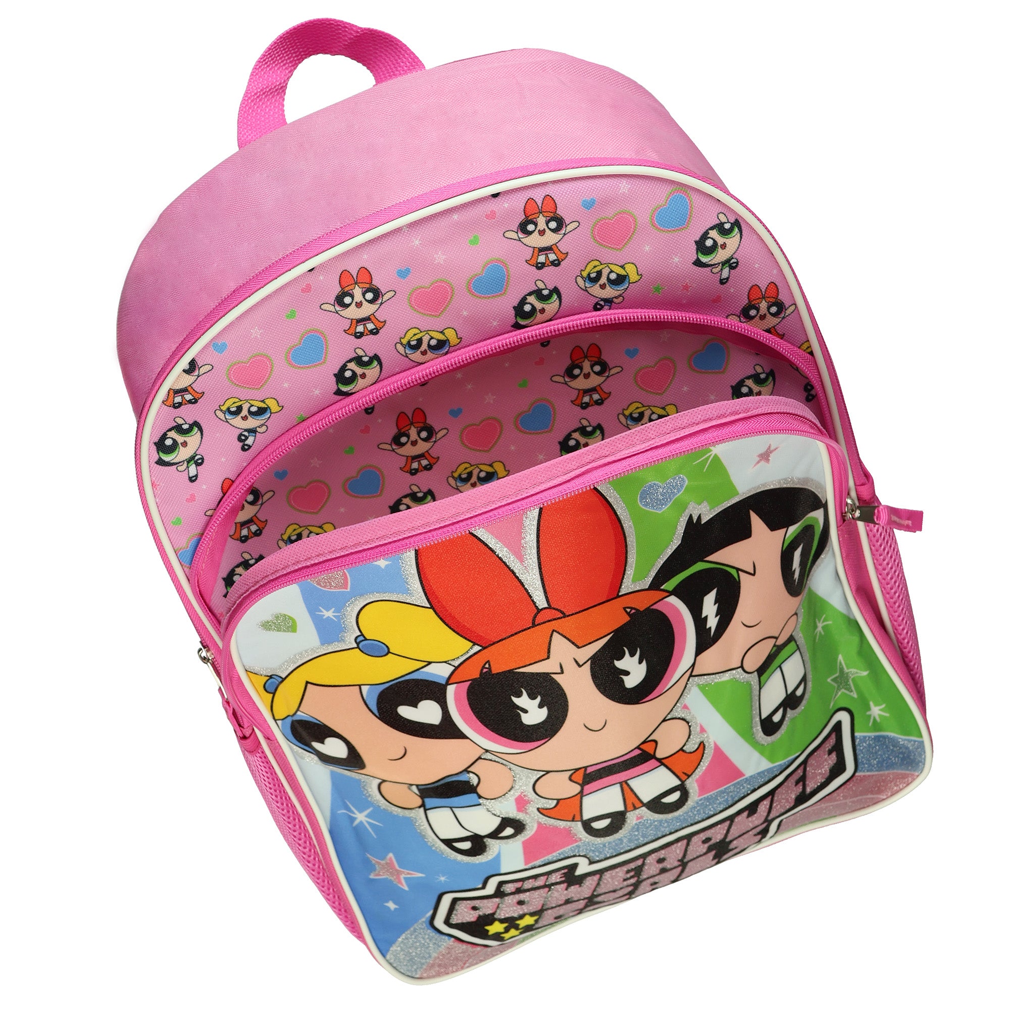 The Powerpuff Girls Backpack Blossom Buttercup Bubbles Sparkly 16" Bookbag