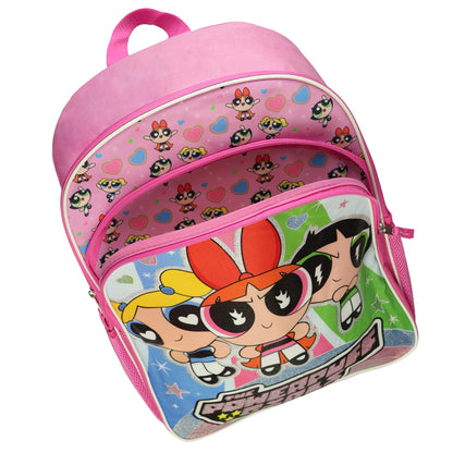 The Powerpuff Girls Backpack Blossom Buttercup Bubbles Sparkly 16" Bookbag