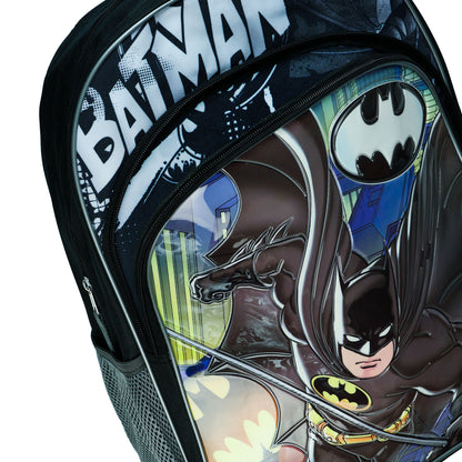 DC Comics Batman Backpack Gotham City 16" Bookbag with Adjustable Shoulder Straps