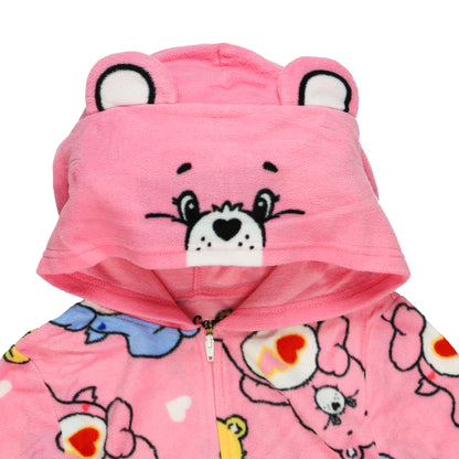 Care Bears Union Suit Girls' Full Zip Hooded Lounge Pajamas