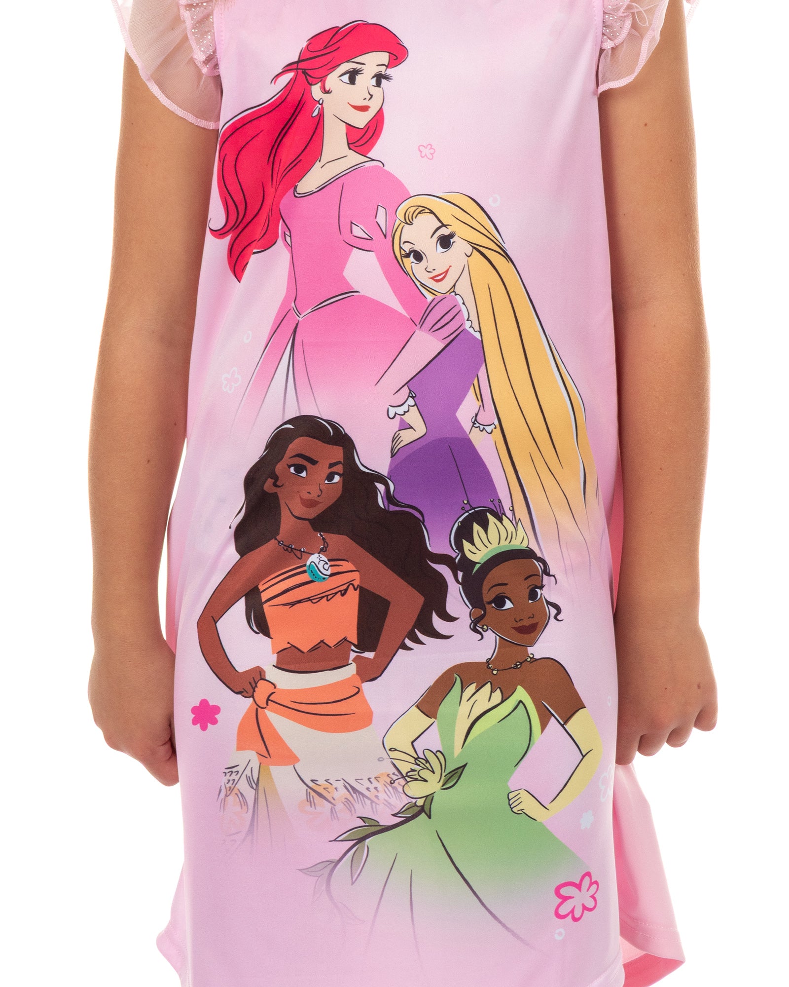 Disney Princess Nightgown Girls' Princess Group Ruffle Sleeve Sleepwear (4)