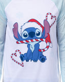 Disney Stitch Christmas Pajamas Men's Candy Cane 2 Piece PJ Lounge Set