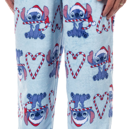 Disney Stitch Christmas Pajamas Men's Candy Cane 2 Piece PJ Lounge Set